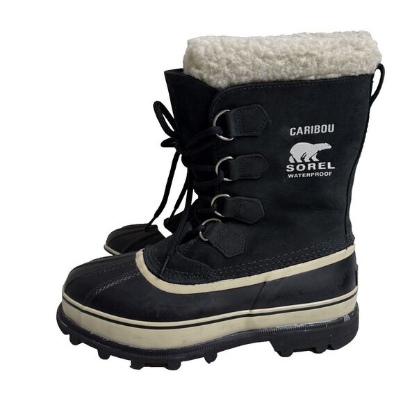 Sorel Caribou Insulated Waterproof Winter Snow Boots Womens Size 10 Black Tall - Picture 2 of 13